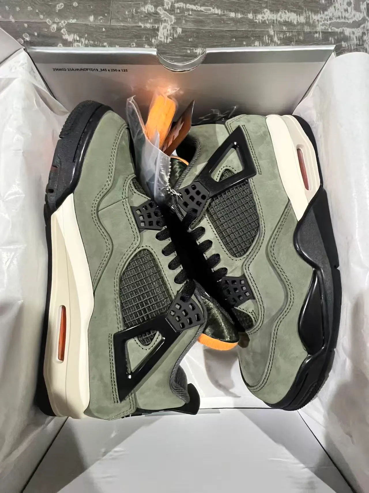 Air Jordan 4 Olive Green Suede Black Cage Basketball Shoes 9