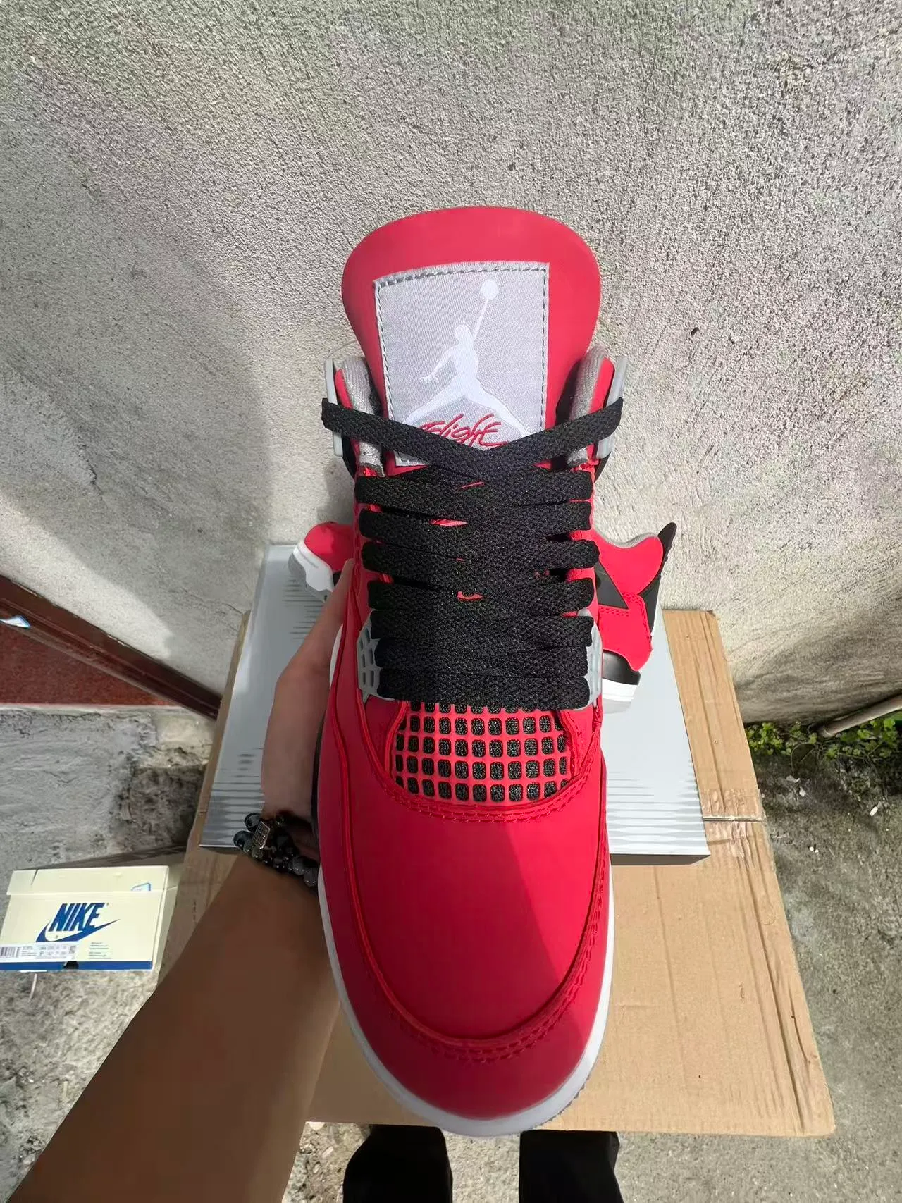Air Jordan 4 Red Black White Basketball Shoes 3