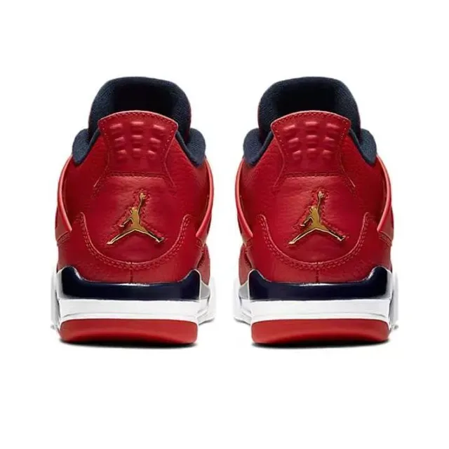 Air Jordan 4 Vermelho Marinho Branco Tênis de Basquete 3