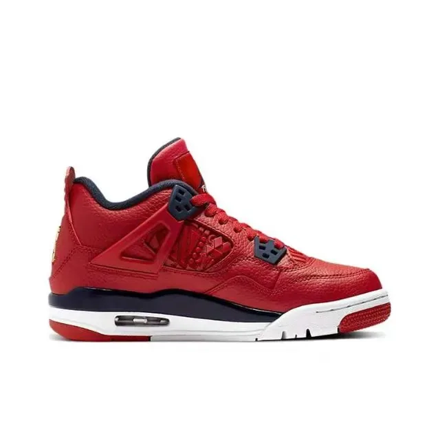 Air Jordan 4 Vermelho Marinho Branco Tênis de Basquete 6