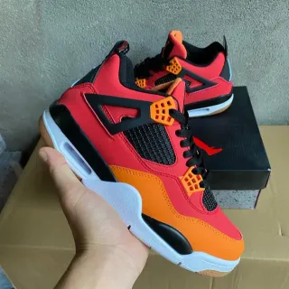 Air Jordan 4 Red Orange Black Basketball Shoes