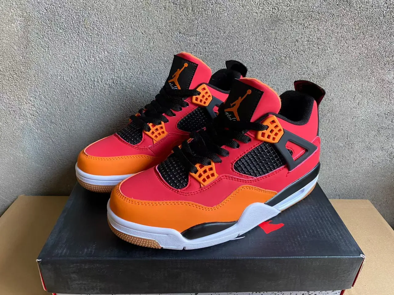 Chaussures de basketball Air Jordan 4 rouge orange noir 2