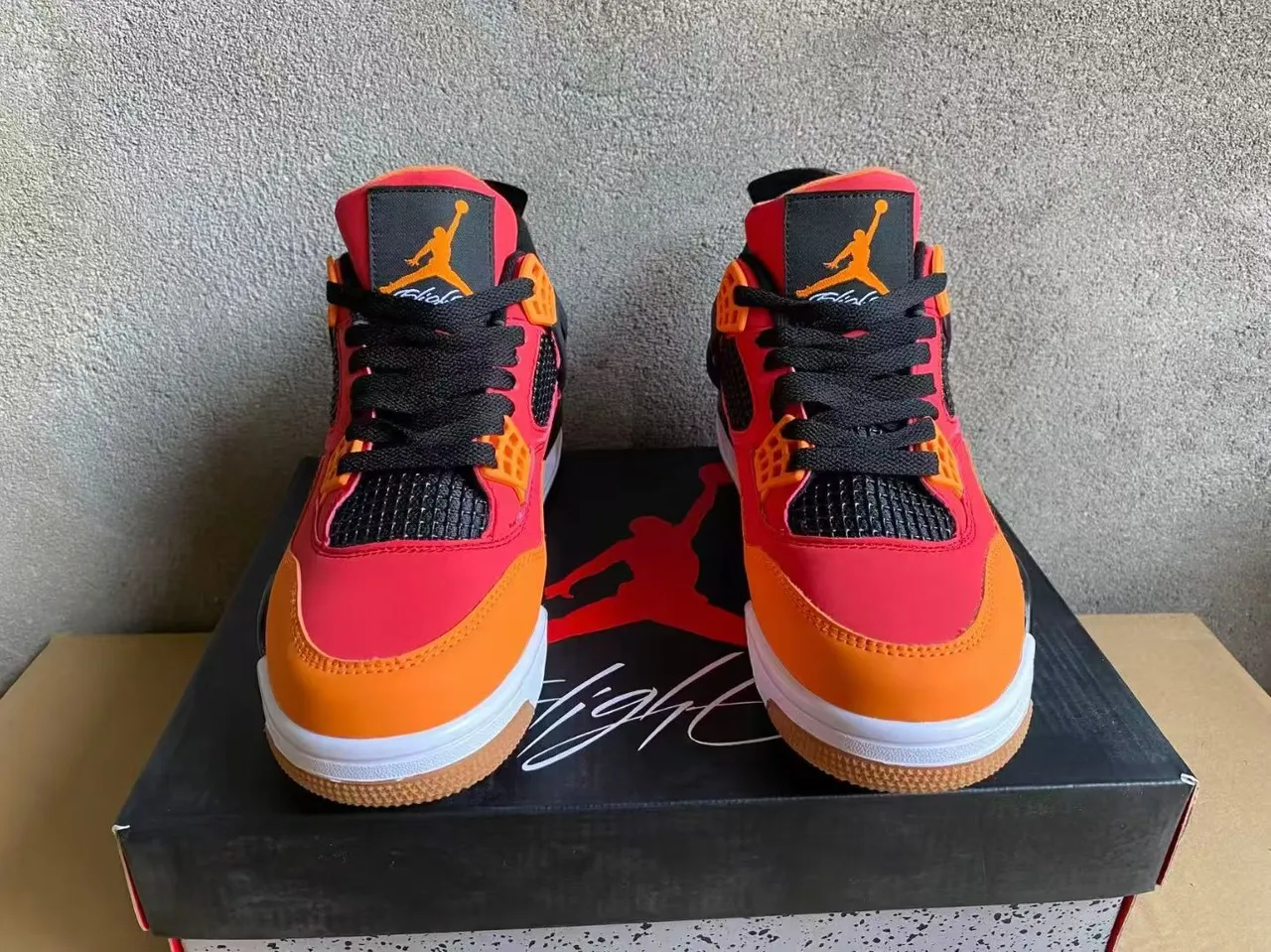 Chaussures de basketball Air Jordan 4 rouge orange noir 3