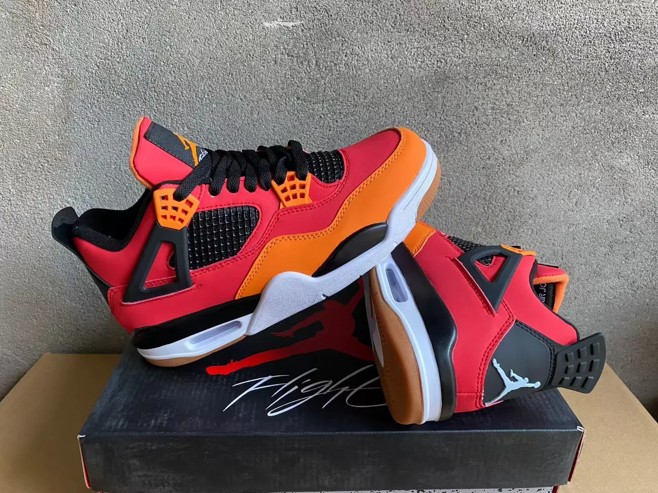 Chaussures de basketball Air Jordan 4 rouge orange noir 6