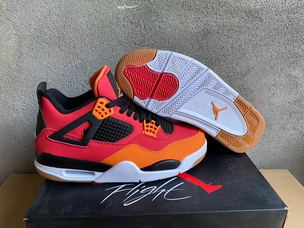 Chaussures de basketball Air Jordan 4 rouge orange noir 7