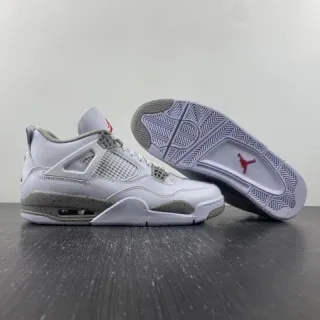 Air Jordan 4 White Gray Red Basketball Shoes