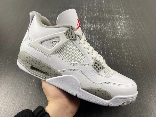 Air Jordan 4 White Gray Red Basketball Shoes 4