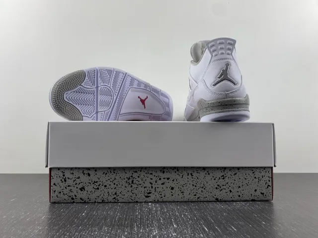 Air Jordan 4 White Gray Red Basketball Shoes 5