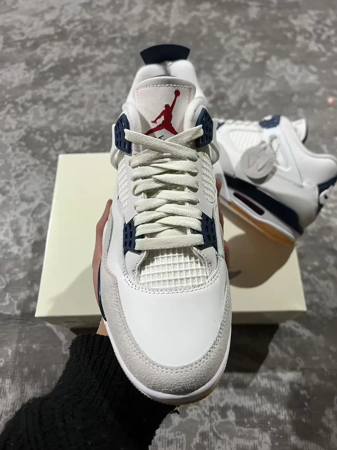 Air Jordan 4 White Navy Gum Tênis de Basquete 3