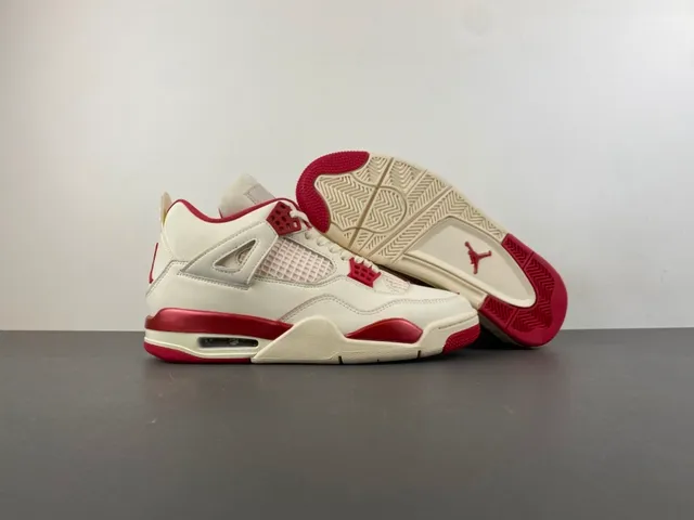 Air Jordan 4 White Red Basketball Shoes 12