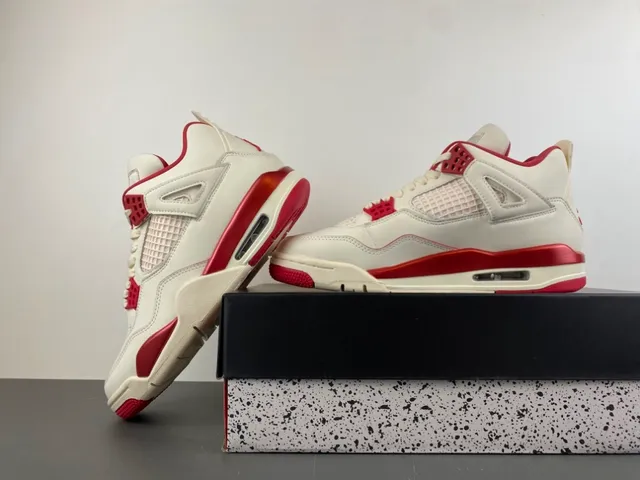 Air Jordan 4 White Red Basketball Shoes 14