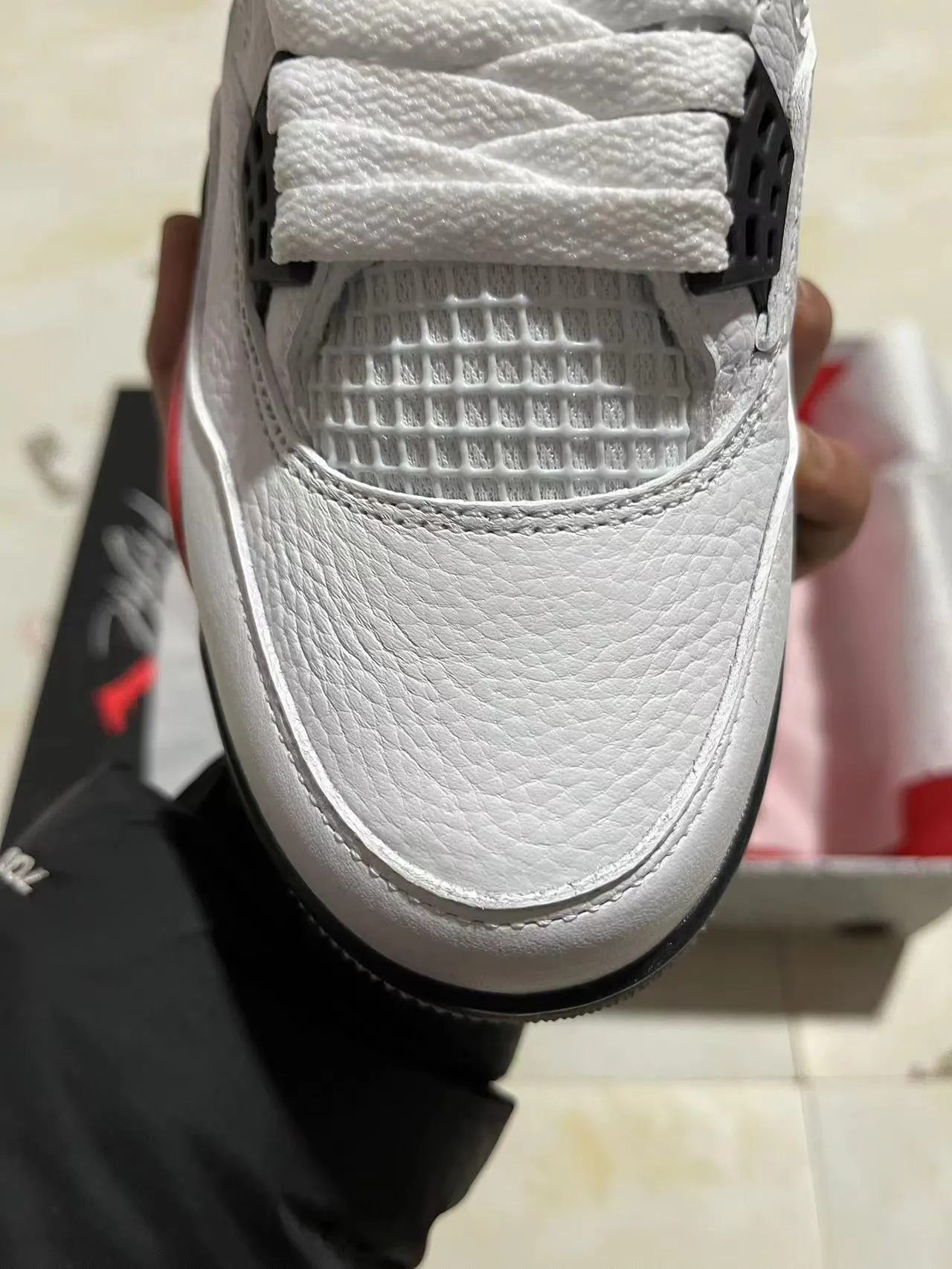 Air Jordan 4 White Red Black Basketball Shoes 3