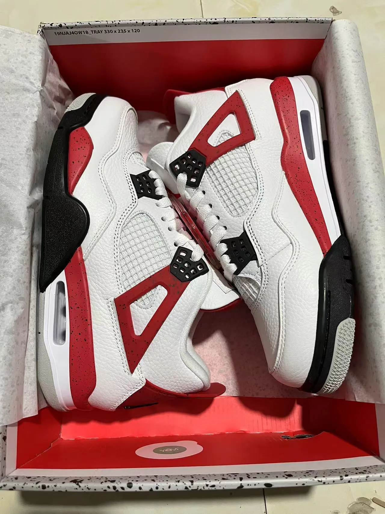 Air Jordan 4 White Red Black Basketball Shoes 7