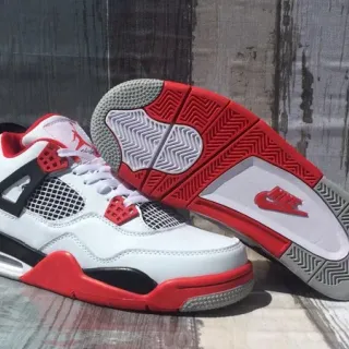Air Jordan 4 White Red Black Basketball Shoes