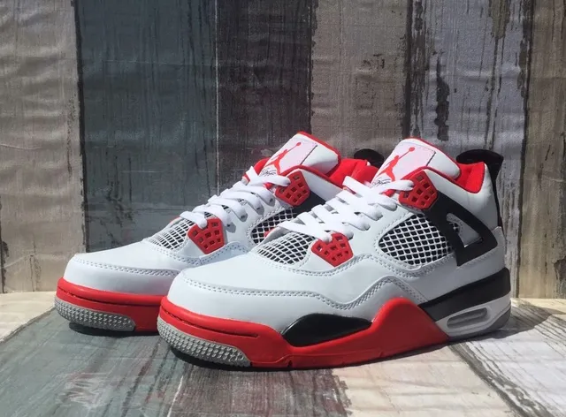 Air Jordan 4 White Red Black Basketball Shoes 5
