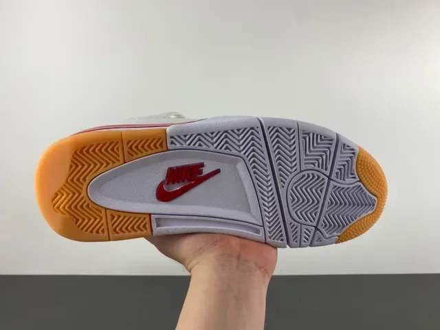 Air Jordan 4 Tênis de Basquete Branco Vermelho Goma 9