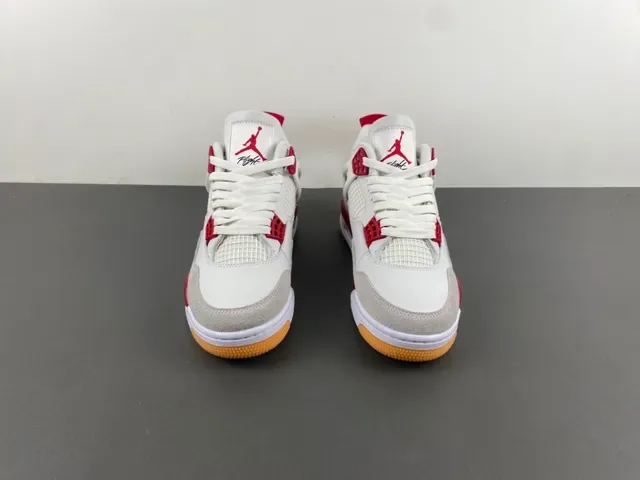 Air Jordan 4 Tênis de Basquete Branco Vermelho Goma 11