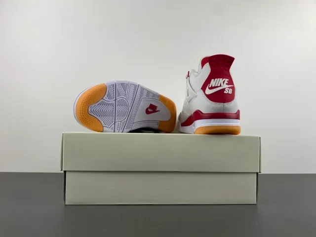 Air Jordan 4 Tênis de Basquete Branco Vermelho Goma 16