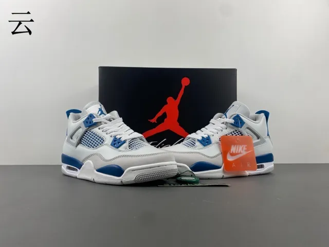 Air Jordan 4 White Royal Blue Basketball Shoes 13
