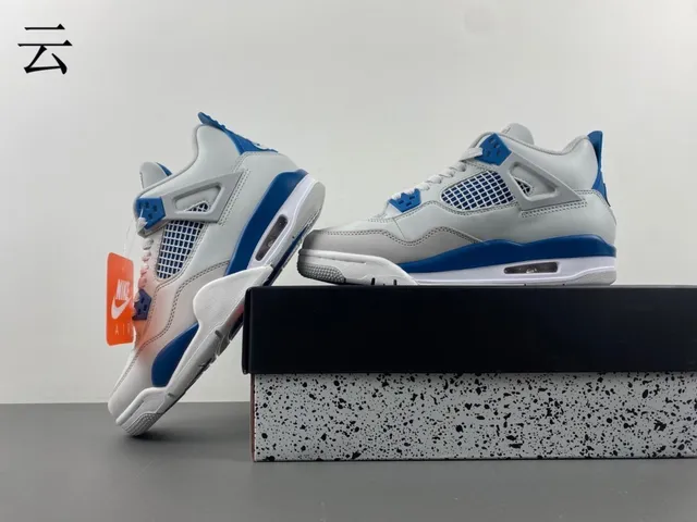 Air Jordan 4 White Royal Blue Basketball Shoes 14