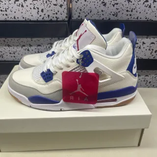 Air Jordan 4 Blanco Azul Rey Zapatos de Baloncesto