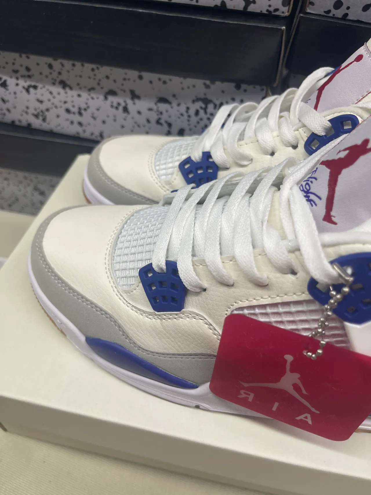 Air Jordan 4 White Royal Blue Basketball Shoes 4