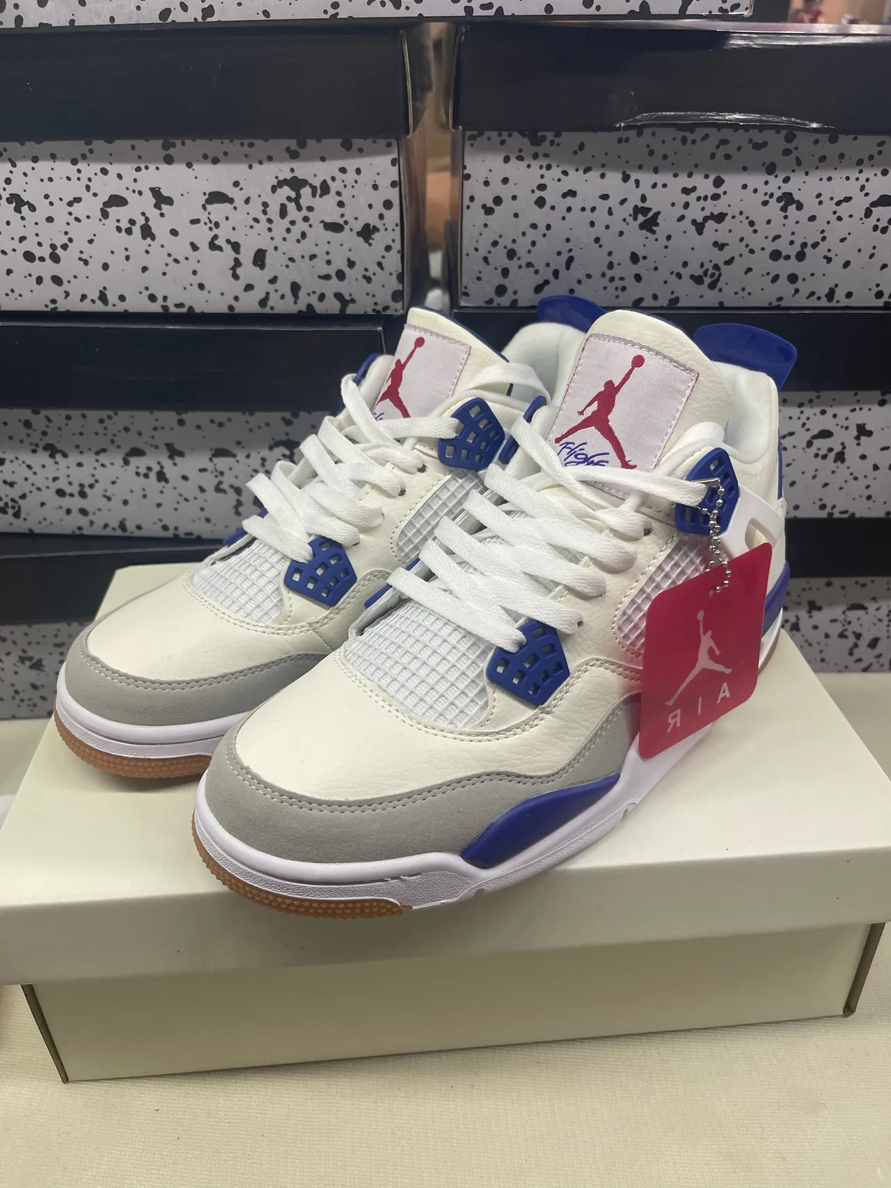 Air Jordan 4 White Royal Blue Basketball Shoes 5