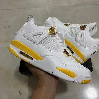 Air Jordan 4 Zapatillas de Baloncesto Blancas Amarillas Doradas