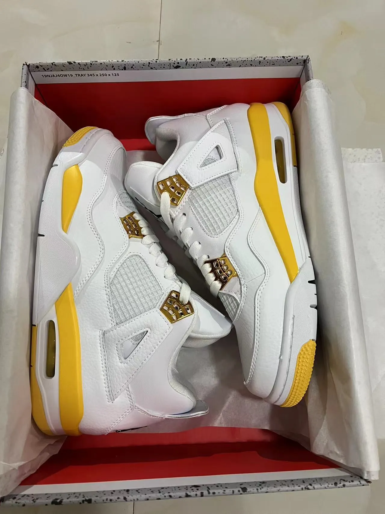 Air Jordan 4 White Yellow Gold Basketball Shoes 9