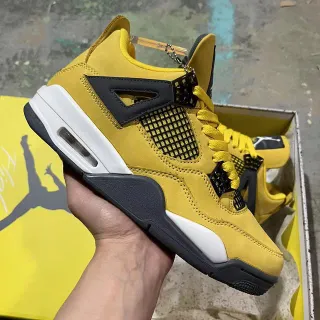 Air Jordan 4 Yellow Black White Basketball Shoes