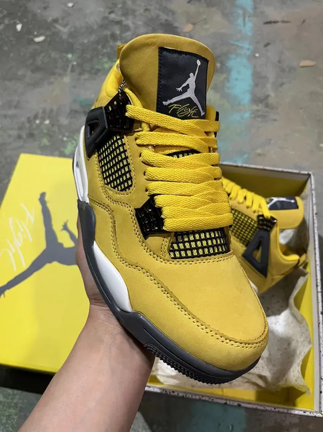 Air Jordan 4 Yellow Black White Basketball Shoes 2