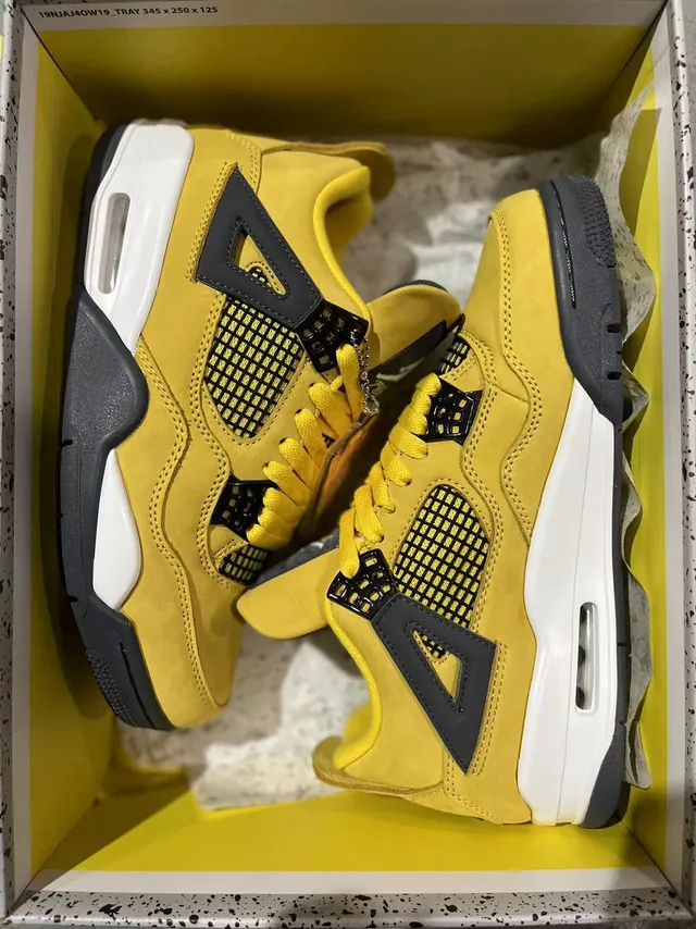 Air Jordan 4 Yellow Black White Basketball Shoes 6
