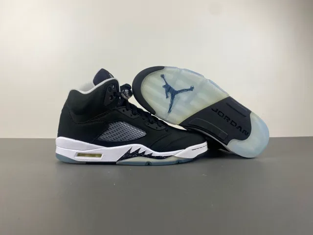 Air Jordan 5 Black White Suede Basketball Shoes 12