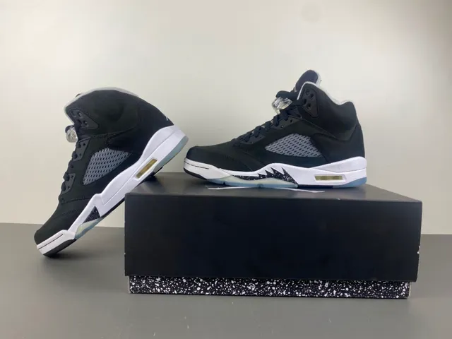 Air Jordan 5 Black White Suede Basketball Shoes 14