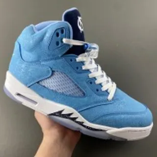 Air Jordan 5 Light Blue Suede Mesh High-Top Basketball Shoes