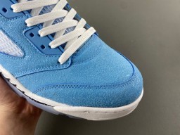 Air Jordan 5 Light Blue Suede Mesh High-Top Basketball Shoes 2