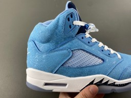 Air Jordan 5 Light Blue Suede Mesh High-Top Basketball Shoes 3