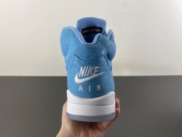 Air Jordan 5 Light Blue Suede Mesh High-Top Basketball Shoes 4