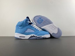 Air Jordan 5 Light Blue Suede Mesh High-Top Basketball Shoes 12
