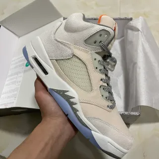 Air Jordan 5 Off-White Beige Suede High-Top Basketball Shoes