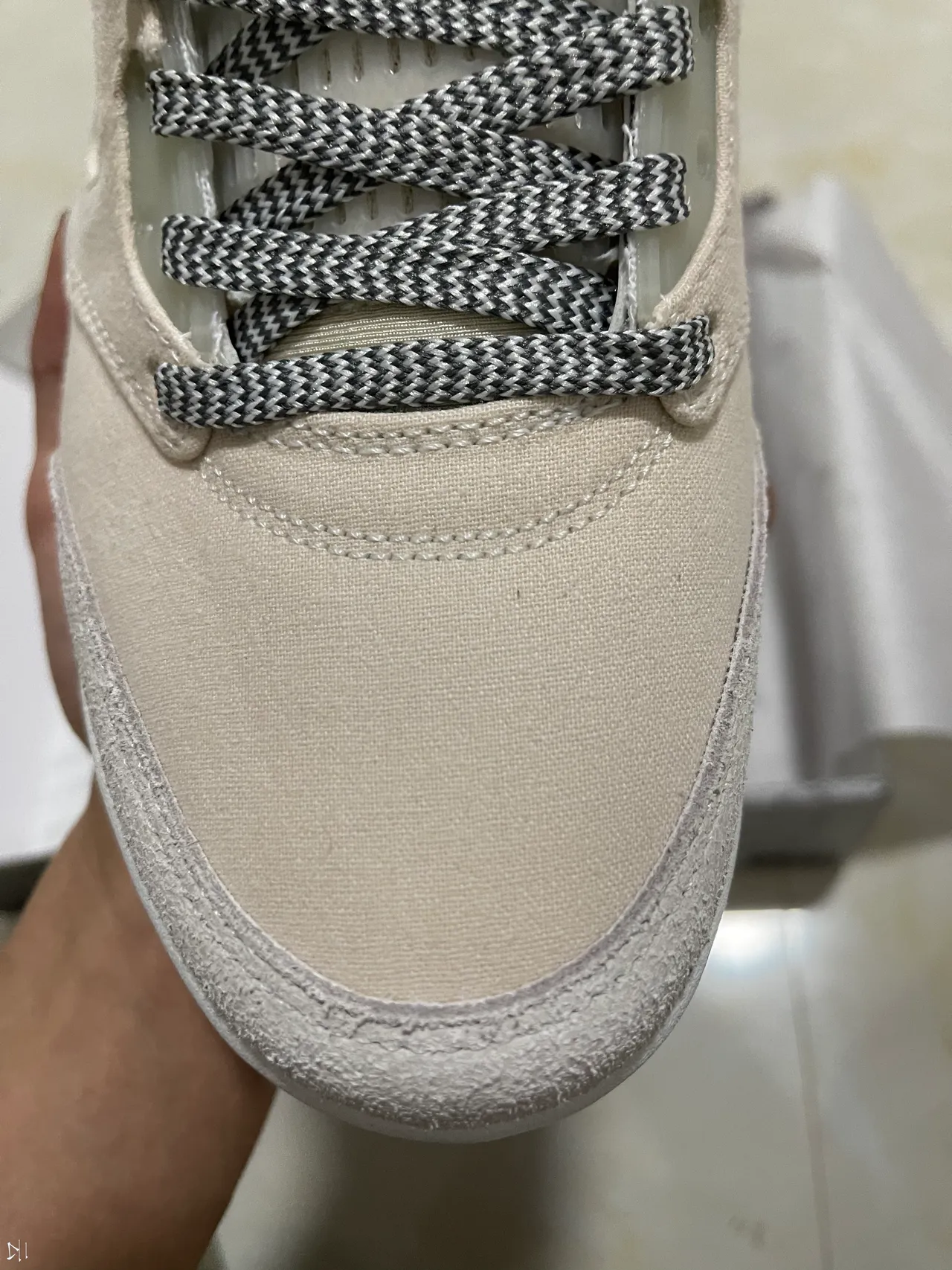 Air Jordan 5 Off-White zapatillas de baloncesto de caña alta de ante beige 3