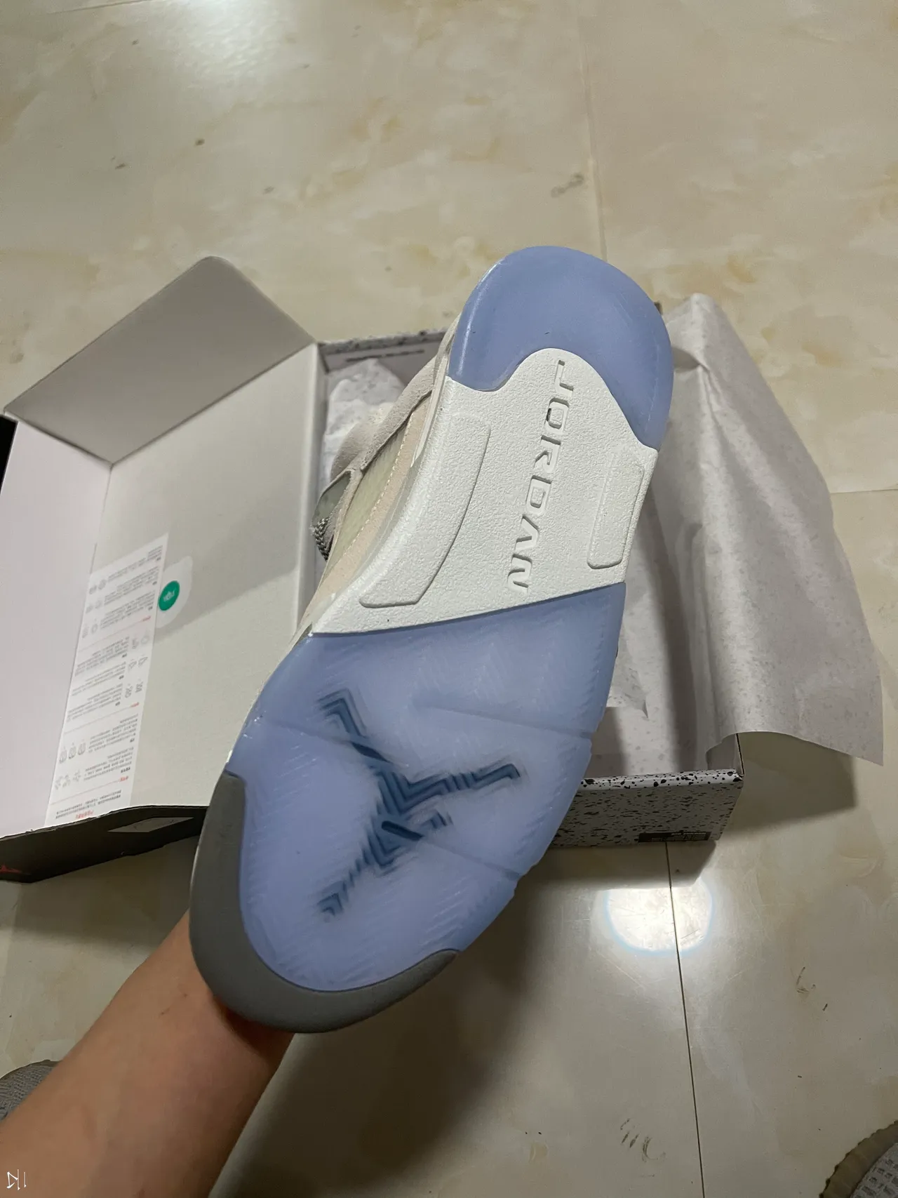Air Jordan 5 Off-White zapatillas de baloncesto de caña alta de ante beige 5