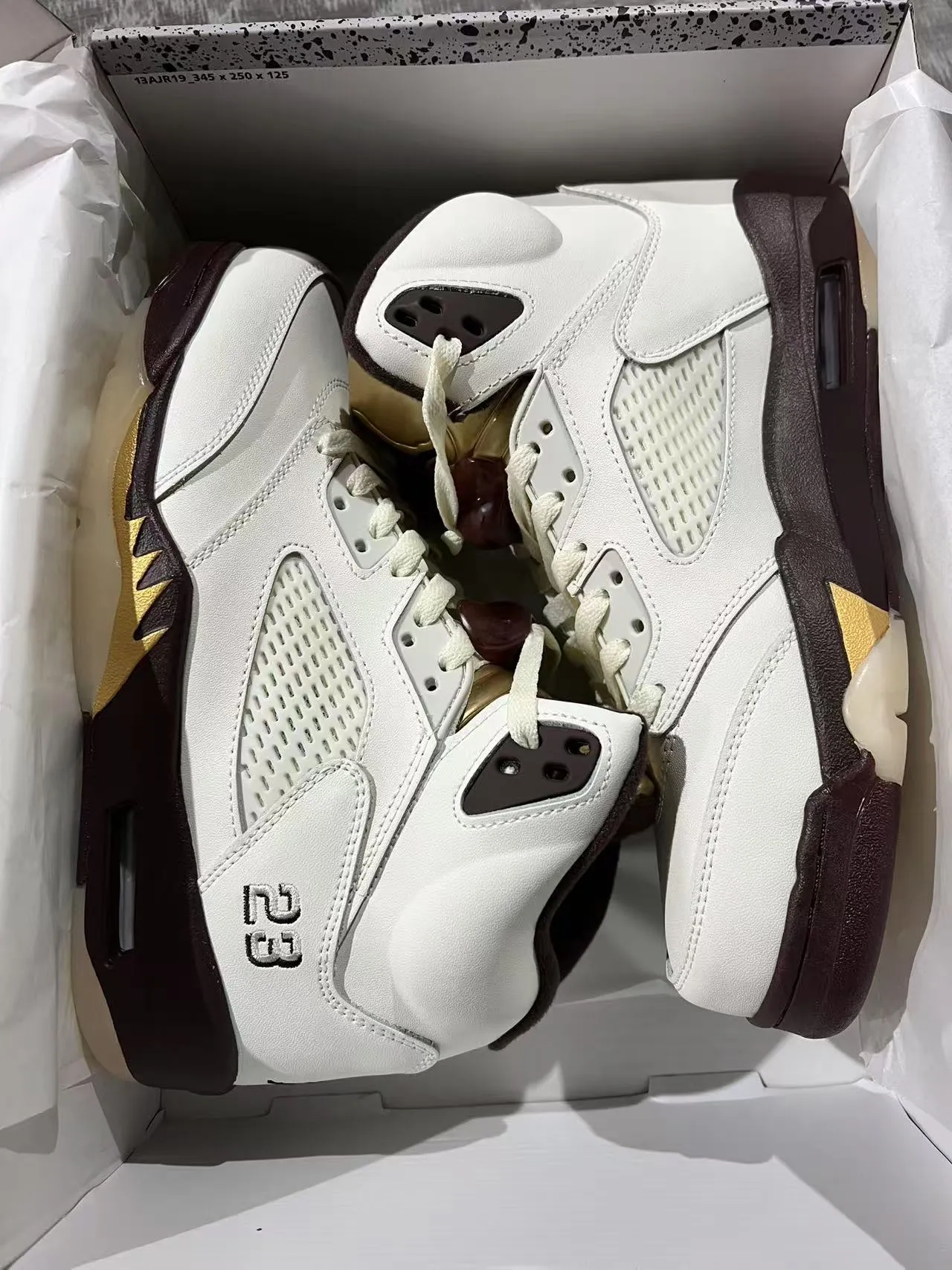 Air Jordan 5 Off-White Burgundy Gold Lightning Bolt Basketball Shoes 10