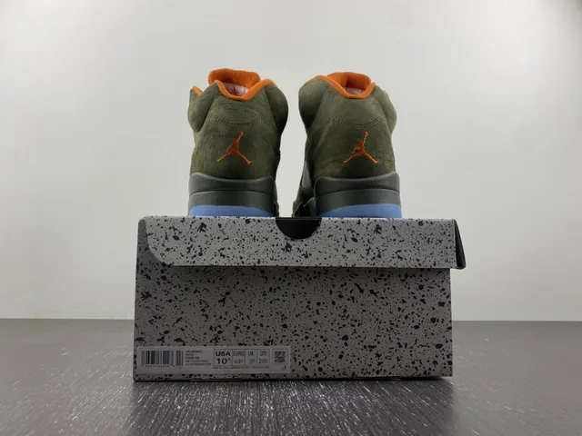 Air Jordan 5 Olive Green Orange Flame Basketball Shoes 7