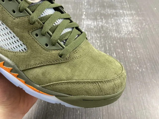 Air Jordan 5 Olive Green Orange Flame Basketball Shoes 10