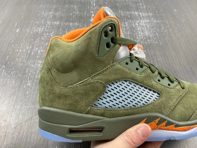 Air Jordan 5 Olive Green Orange Flame Basketball Shoes 11