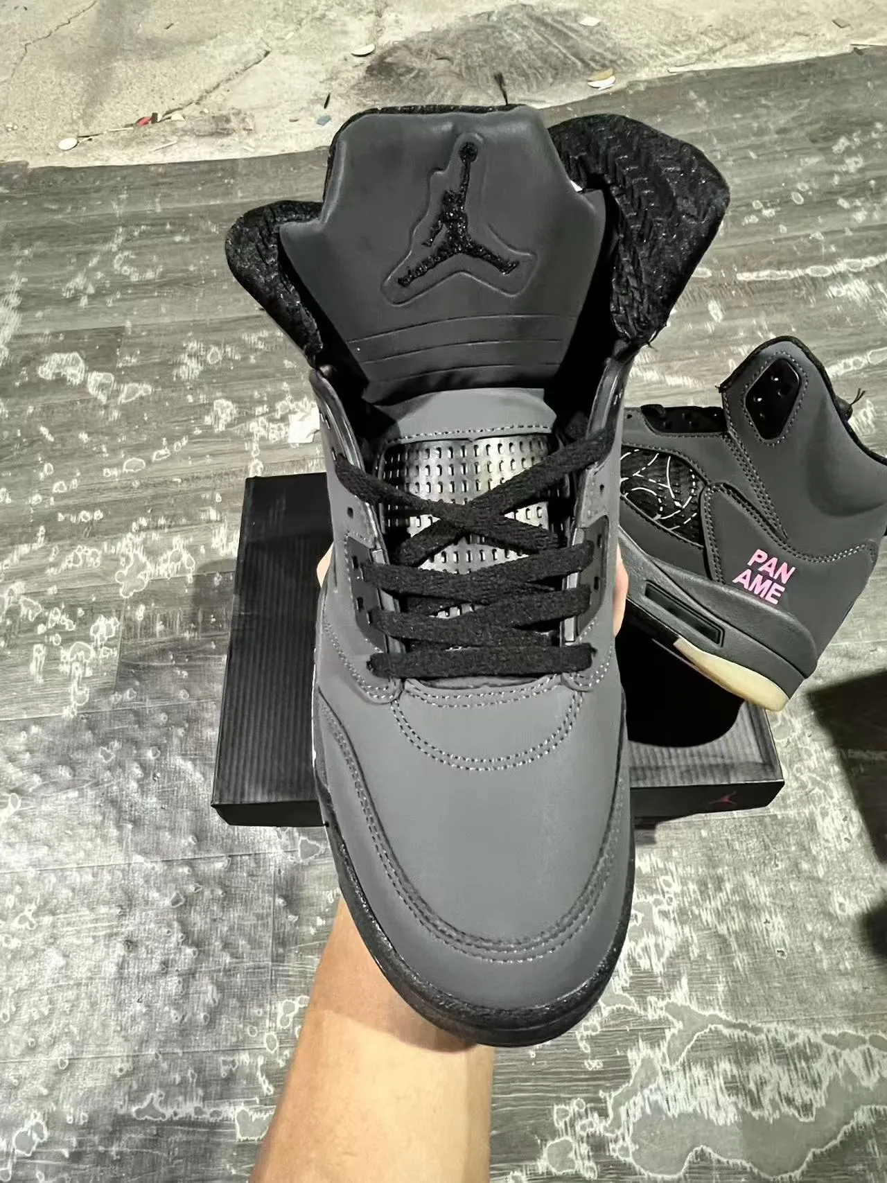 Air Jordan 5 Pan Amé Dark Gray Pink Basketball Shoes 3