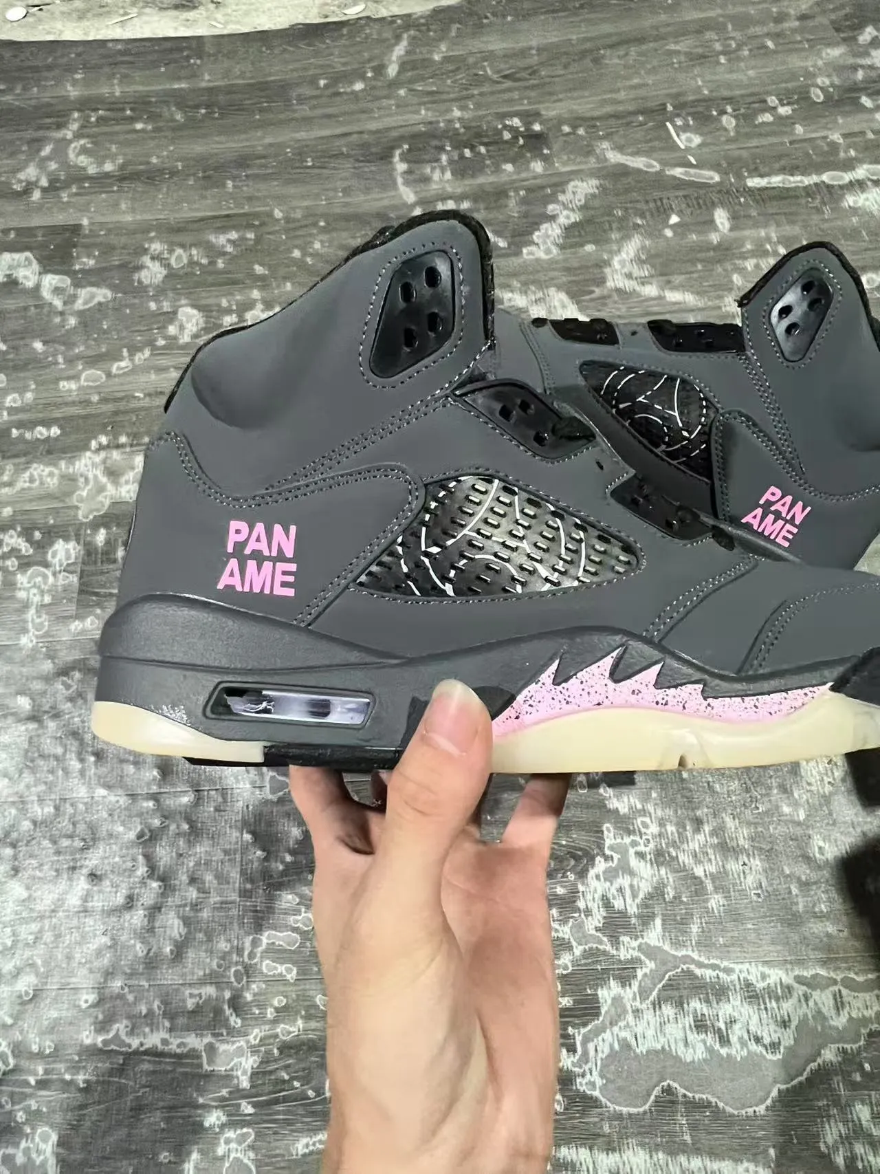 Air Jordan 5 Pan Amé Dark Gray Pink Basketball Shoes 7