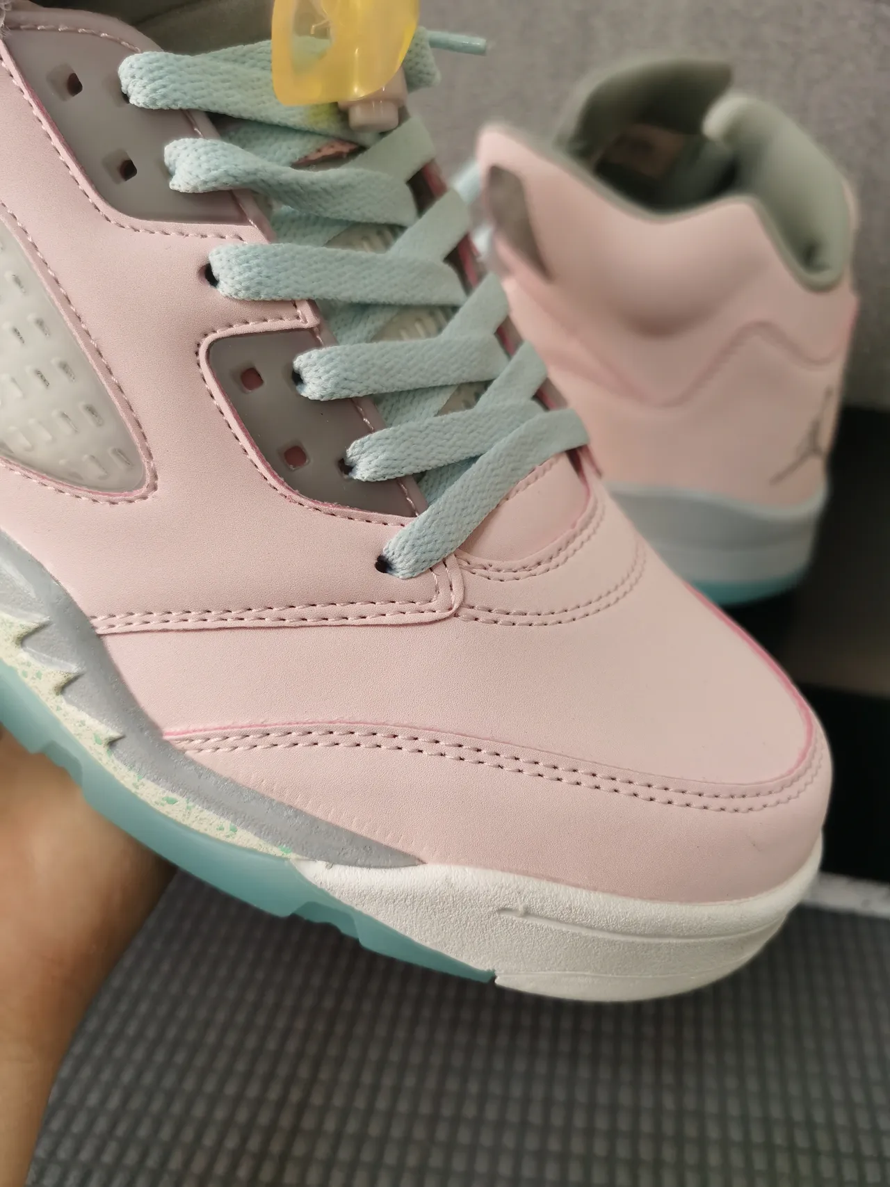 Air Jordan 5 Pink and Mint Green Basketball Shoes 9