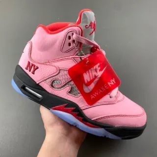 Air Jordan 5 Pink Black Red Awake NY Basketball Shoes